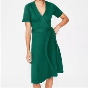 Boden Mira Ponte Green Wrap Dress